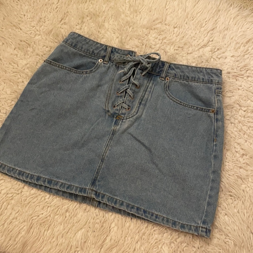 DENIM SKIRT LACE UP